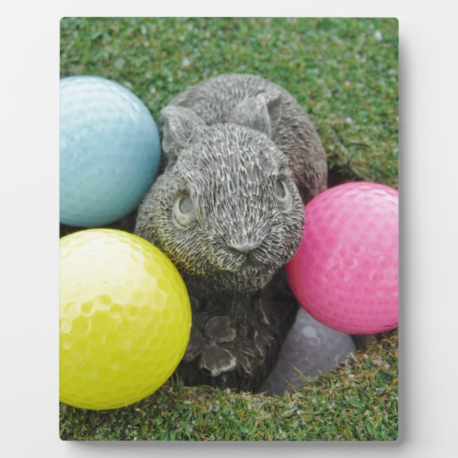 Bunny with pink blue yellow egg plaque (Front)