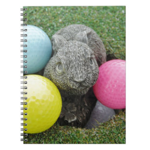 Bunny with pink blue yellow egg spiral notebook