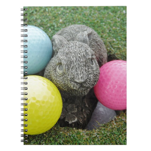 Bunny with pink blue yellow egg spiral notebook (Front)