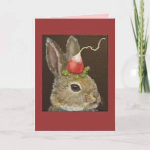 bunny with radish hat card