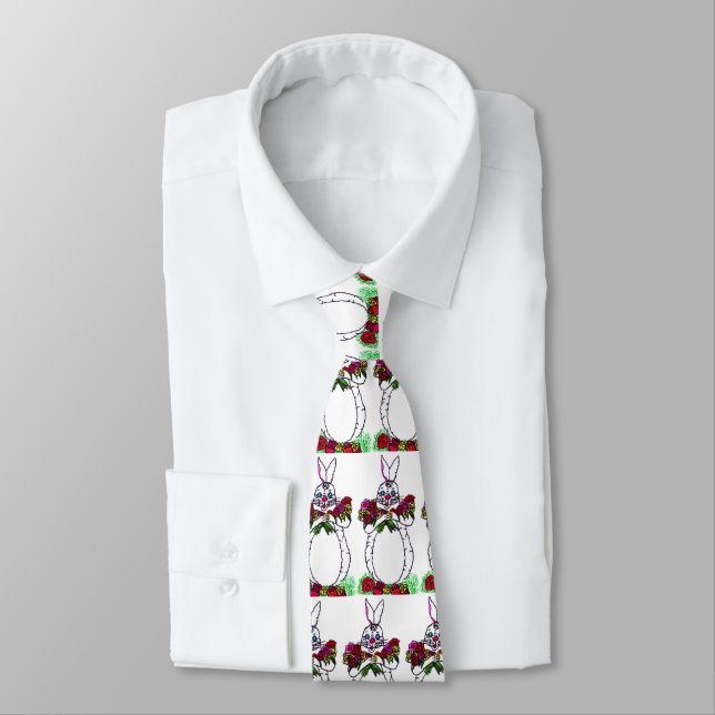 BUNNY WITH ROSES tie (Tied)