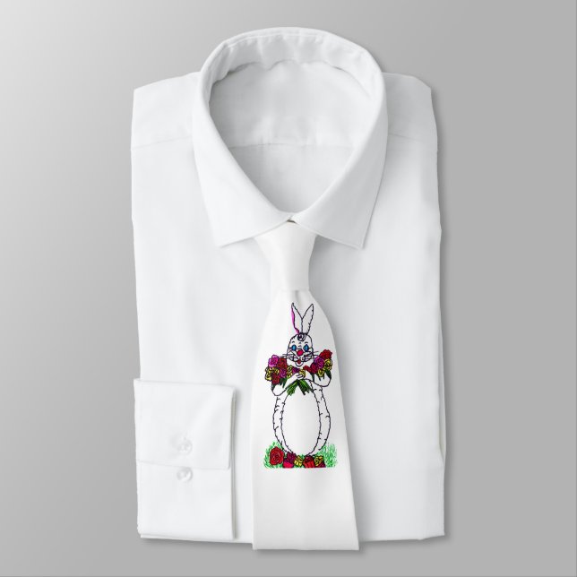 BUNNY WITH ROSES tie (Tied)