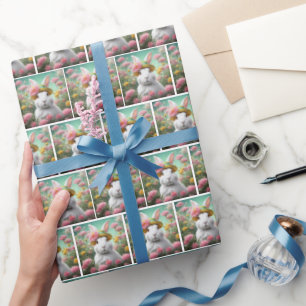 Bunny With Summer Garden Hat Wrapping Paper