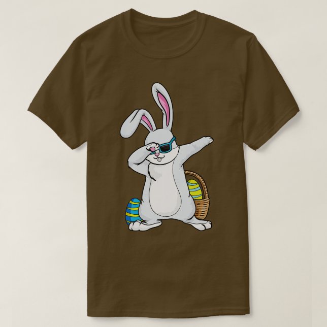 Bunny with Sunglasses and Egg at Hip Hop Dance Dab T-Shirt (Design Front)