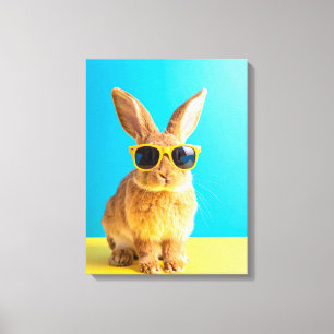 bunny with sunglasses canvas print