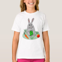 Bunny with the letter B on the lawn