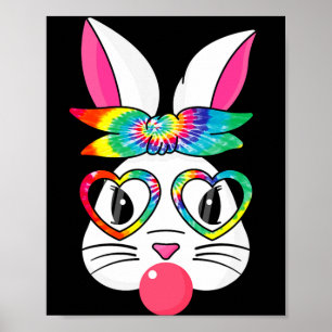 Bunny with tie dye bandana heart glasses easter da poster
