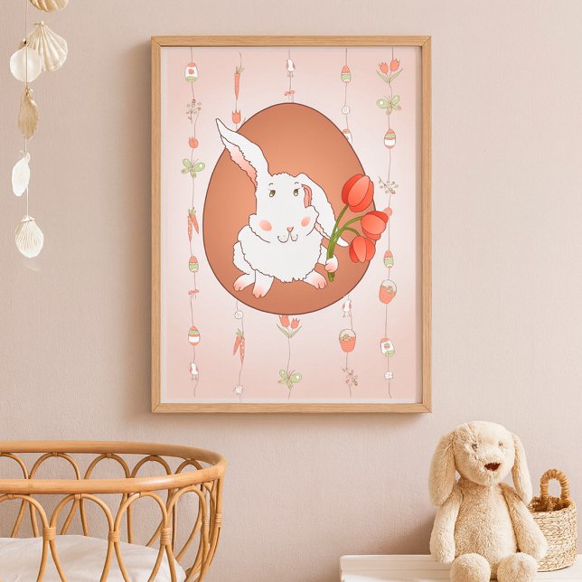 Bunny with Tulips Spring Holiday Rabbit Poster (Creator Uploaded)