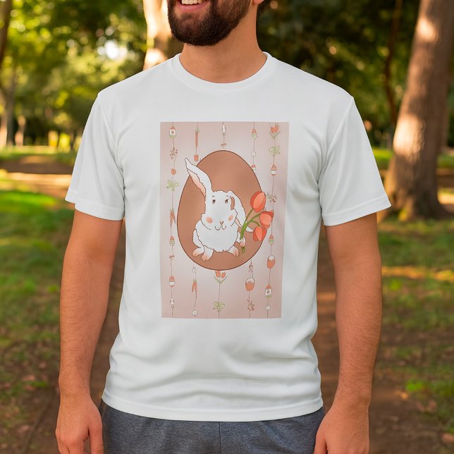 Bunny with Tulips Spring Holiday Rabbit T-Shirt (Creator Uploaded)