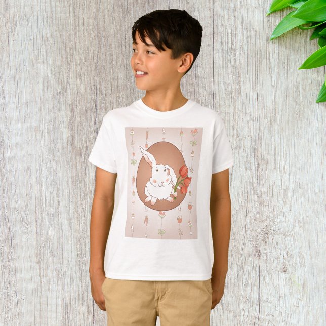 Bunny with Tulips Spring Holiday Rabbit T-Shirt (Creator Uploaded)