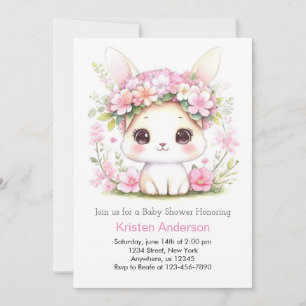 Bunny Wonderland Whimsy Girl Baby Shower Invitation