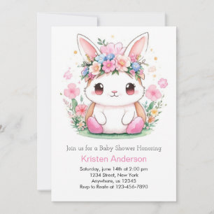 Bunny Wonderscape Girl Baby Shower Invitation