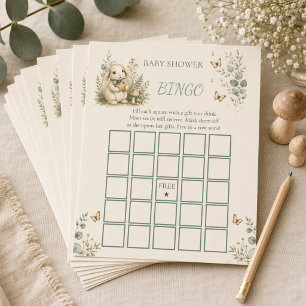 Bunny Woodland Neutral Baby Shower Bingo Game