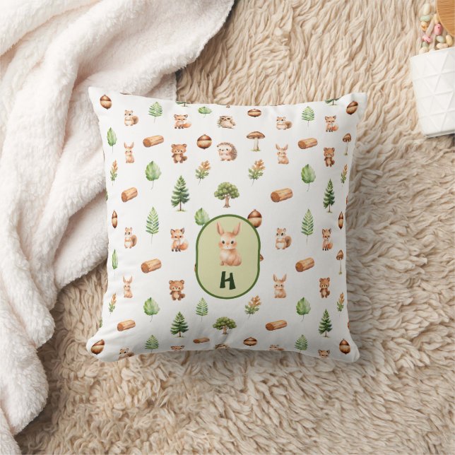 Bunny Woodland Watercolor Animals Pattern Baby Cushion (Blanket)