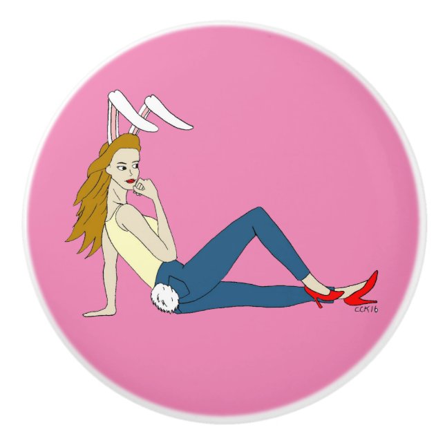 bunnygirl  ceramic knob (Front)