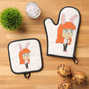 bunnygirl oven mitt & pot holder set