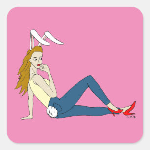 bunnygirl square sticker