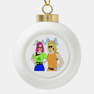 bunnygirls ceramic ball christmas ornament