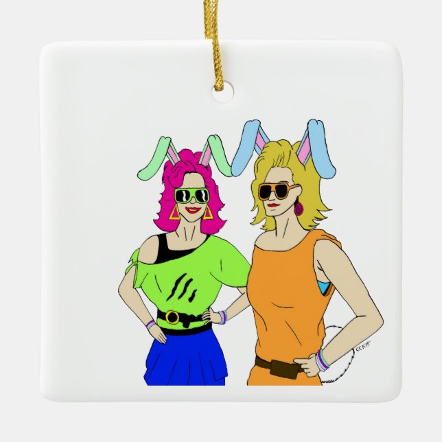 bunnygirls       ceramic ornament (Front)