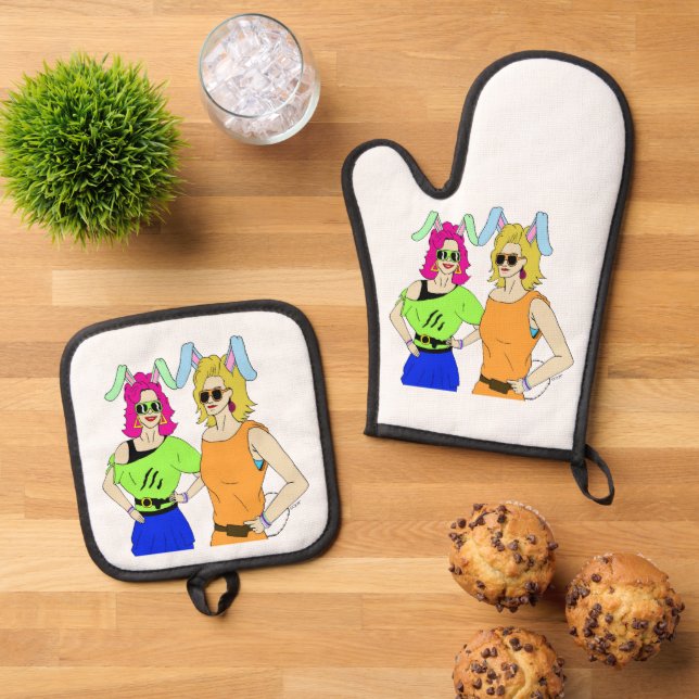 bunnygirls        oven mitt & pot holder set (Top Down)
