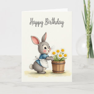 Bunnys Birthday Flower Card