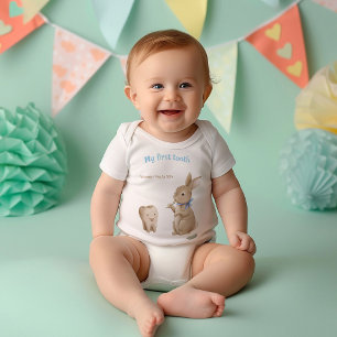 Bunny's boy First Tooth Party Baby Bodysuit