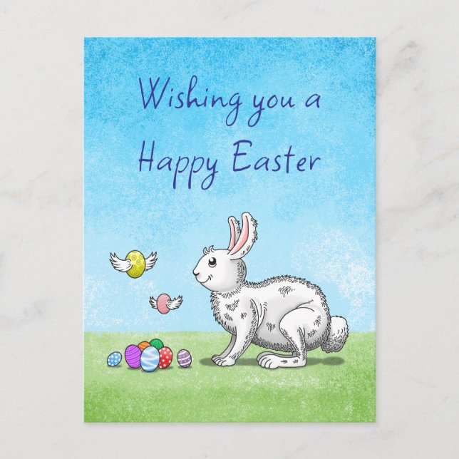 Bunny's Easter Eggs Holiday Postcard (Front)