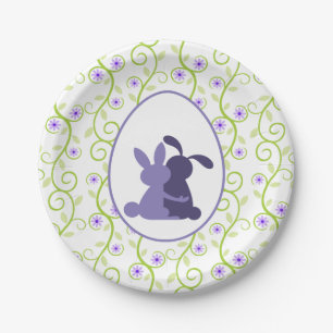 Bunny's Embrace Spring Floral Paper Plate