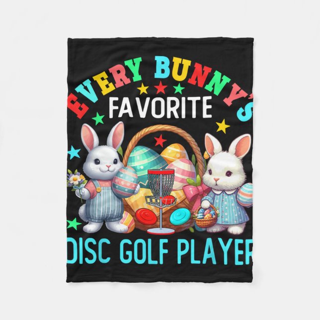 Bunny's Favourite Disc Golf Player Easter Bunnies  Fleece Blanket (Front)
