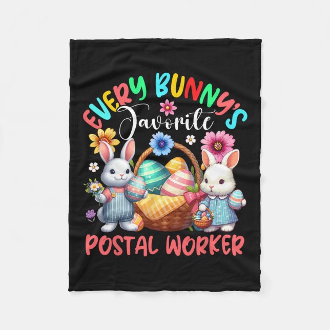 Bunny's Favourite Postal Worker Proud Job Team Eas Fleece Blanket (Front)