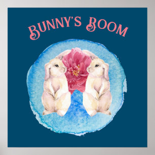 Bunny's Room Customisable Bunnies with Peony Poster