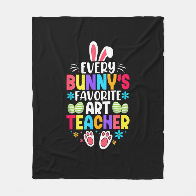 Bunny's Teacher Easter Themed Colourful Design  Fleece Blanket (Front)