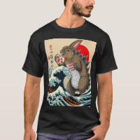 Bunnyzilla Japanese Art Shirt Funny Bunny Gift tee