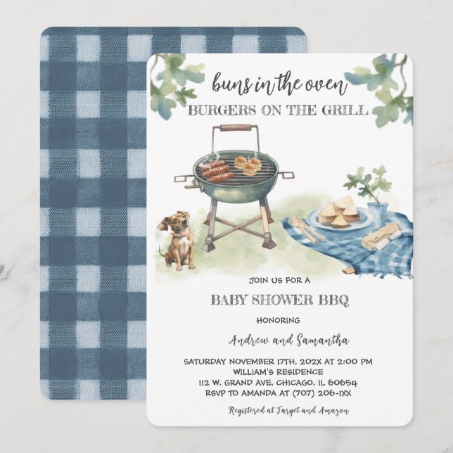 Buns In The Oven Burgers On The Grill Invitation (Front/Back)