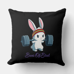 Buns of Ness Rabbit Bunny Lover Gym Workout Funny Cushion