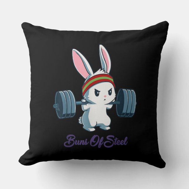 Buns of Ness Rabbit Bunny Lover Gym Workout Funny Cushion (Front)
