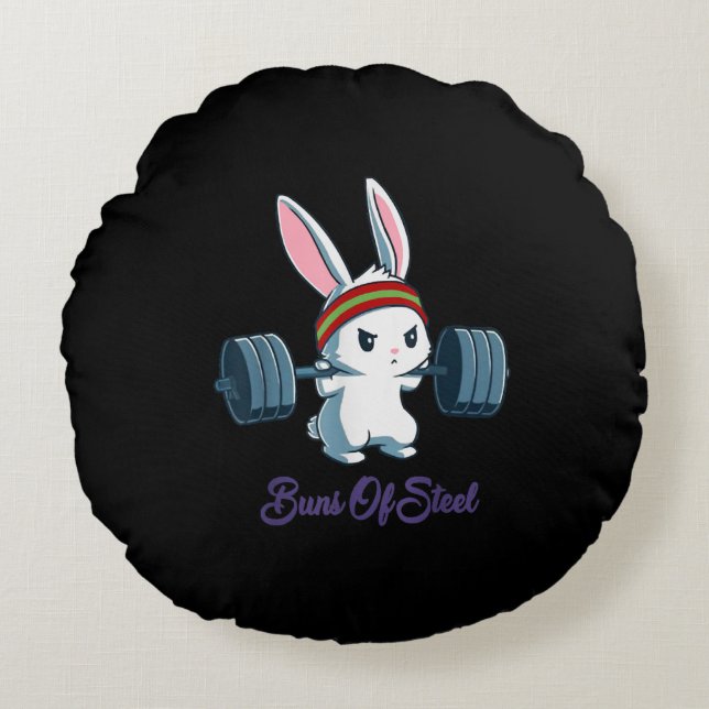 Buns of Ness Rabbit Bunny Lover Gym Workout Funny Round Cushion (Front)