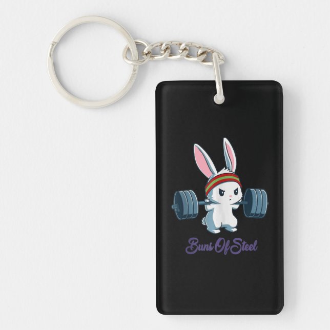Buns Of Sl Ness Rabbit Bunny Lover Gym Workout Key Ring (Front)
