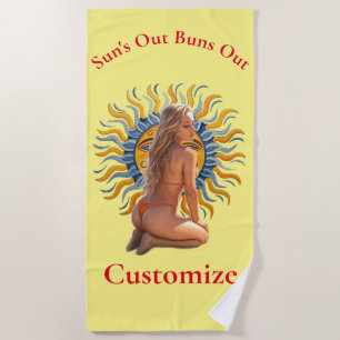 Buns Out Bikini Beach Girl Thunder_Cove Towel