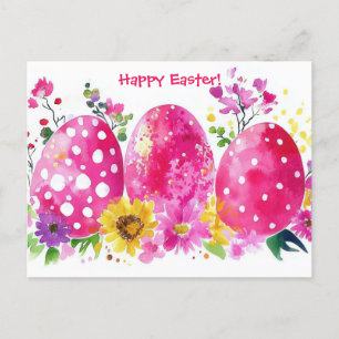 Bunte Aquarell Oster Postkarte mit Frühlingsblumen Postcard