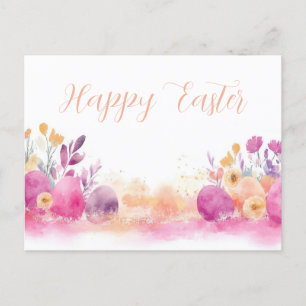 Bunte Aquarell Oster Postkarte mit Frühlingsblumen Postcard