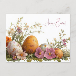 Bunte Aquarell Oster Postkarte mit Frühlingsblumen Postcard