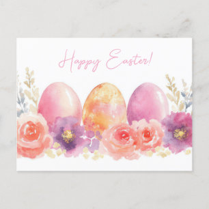 Bunte Aquarell Oster Postkarte mit Frühlingsblumen Postcard