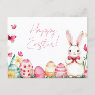 Bunte Aquarell Oster Postkarte mit Frühlingsblumen Postcard