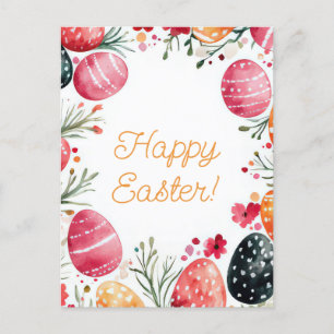 Bunte Aquarell Oster Postkarte mit Ostereiern Postcard