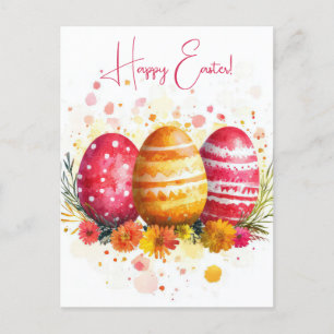 Bunte Aquarell Oster Postkarte mit Ostereiern Postcard