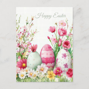 Bunte Aquarell Oster Postkarte mit Ostereiern Postcard