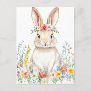 Bunte Aquarell Oster Postkarte mit Osterhase Postcard