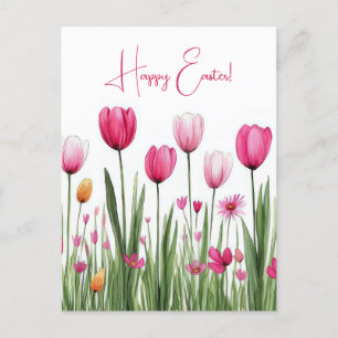Bunte Aquarell Oster Postkarte mit Tulpen Postcard