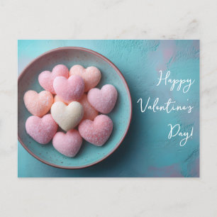 Bunte Herzen aus Zucker Valentinstag Postcard